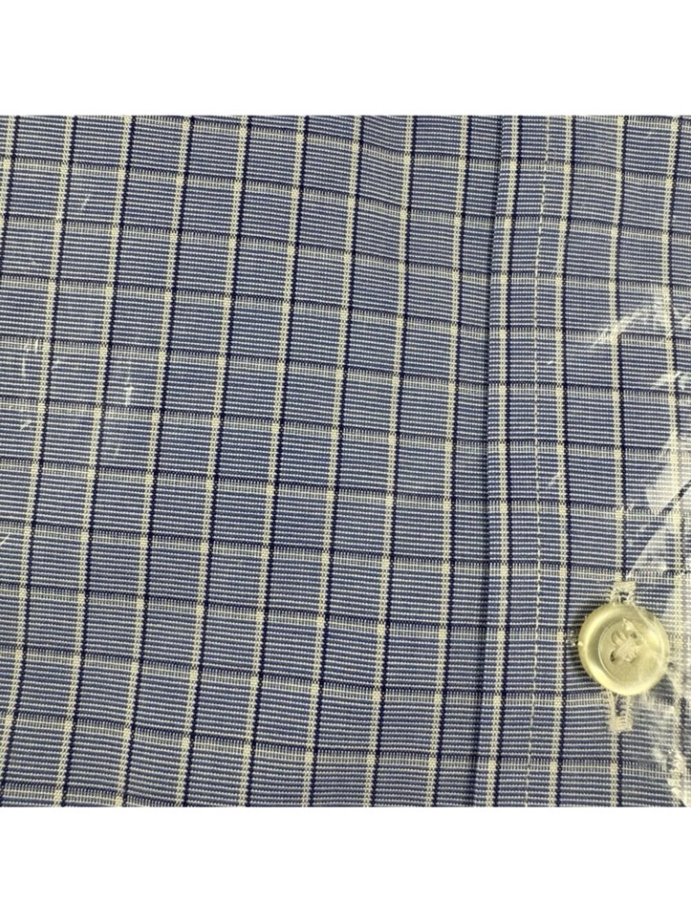 Lands’ End Vintage Dress Shirt 17.5-36 Blue Windowpane NOS Sealed - Picture 2 of 8